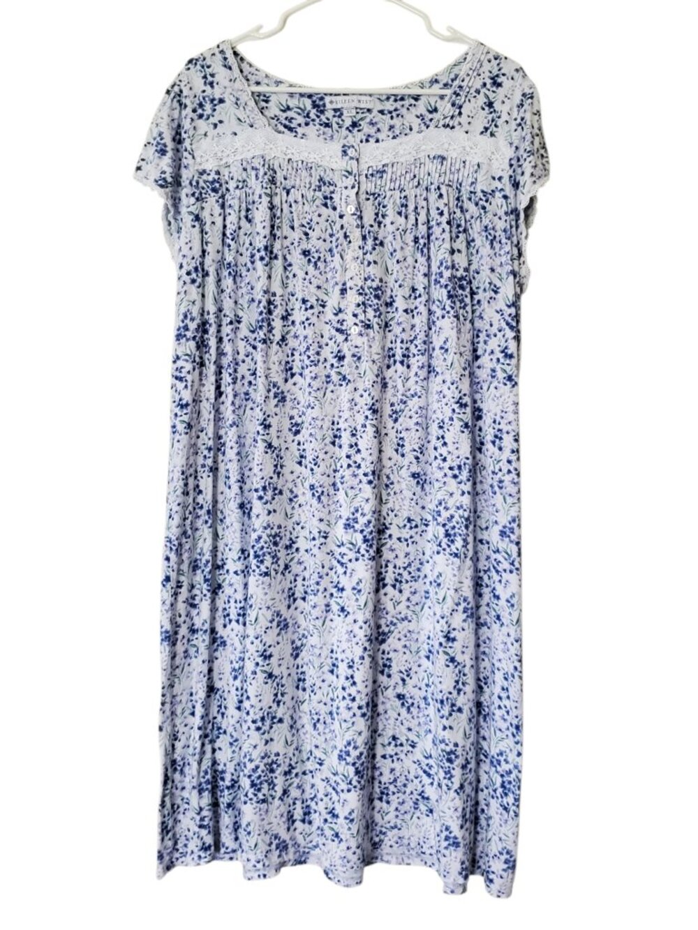 Eileen West Blue Violet Floral Lace Nightgown - XL